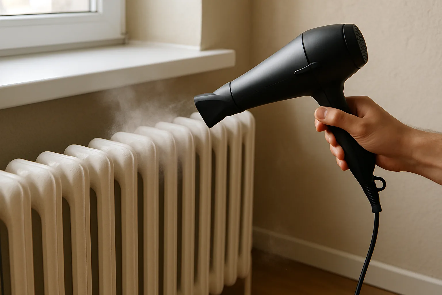 Polvere nei caloriferi: il trucco del phon per pulire le fessure